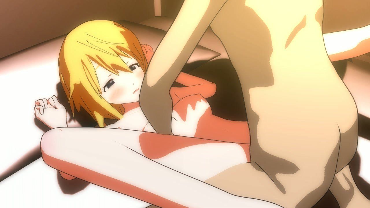 Sexy 3D anime girl gives BJ to a futanari. Hentai porno