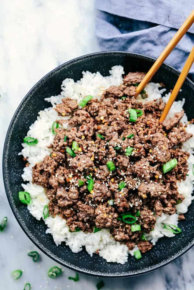 C-Brown reccomend Asian ground beef and rice