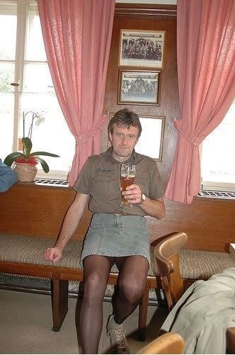 Men in pantyhose and skirts