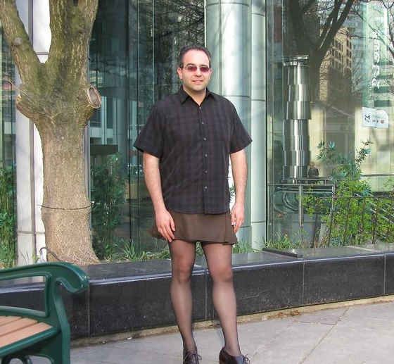 Men in pantyhose and skirts