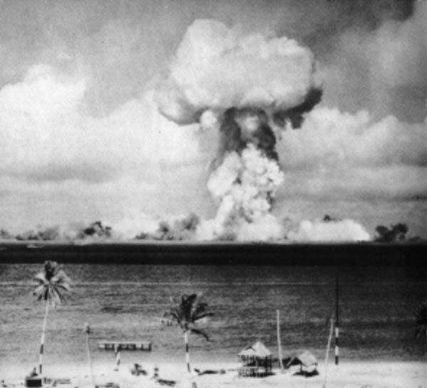 Moonshine reccomend Atom bomb test at bikini island