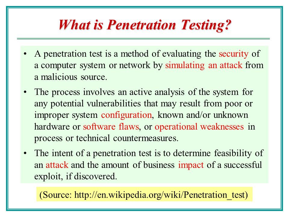 Sgt. C. reccomend Penetration test wiki