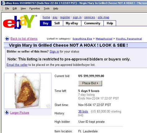 Mustard reccomend Virginity up for bid on ebay